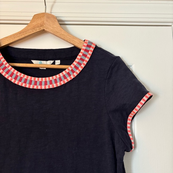 Boden Sena Embroidered Jersey Knit Dress Navy Pink 6R UK10 Classic Summer Spring - Picture 6 of 10